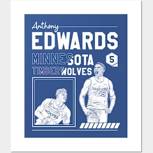 Anthony edwards || minnesota timberwolves | Retro | White Posters and Art